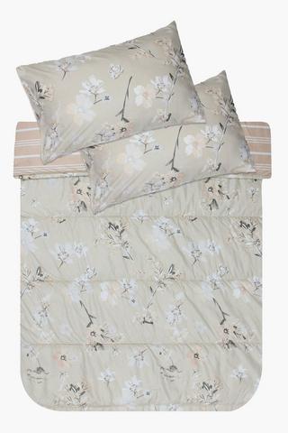 Soft Touch Floral And Stripe Reversible Comforter Set