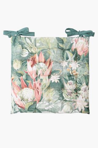 Printed Ameil Protea Chair Pad, 50x50cm