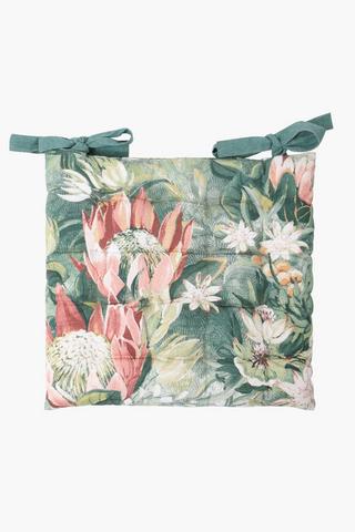 Printed Ameil Protea Chair Pad, 40x40cm