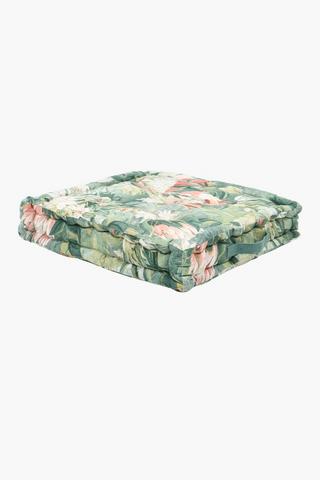 Printed Ameil Protea Mattress Cushion, 50x50x10cm