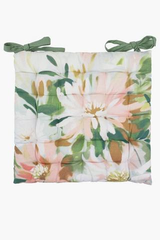 Printed Ameil Floral Chair Pad, 50x50cm