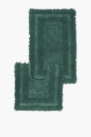 2 Piece Chenille Noodle Border Bath Mat Set, 50x80cm