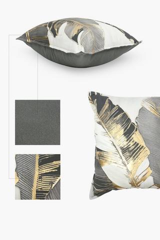 Premium Printed Belgian Leaf Feather Scatter Cushion, 60x60cm