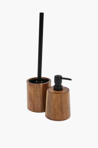 Acacia Toilet Brush Set