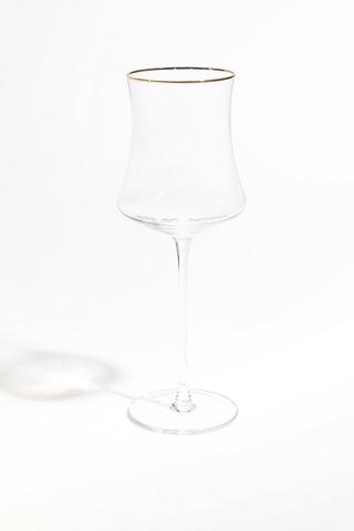 Metallic Rim Glass Wine Glass