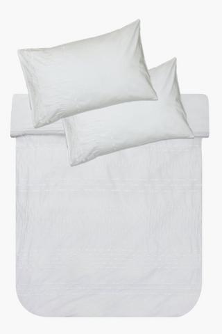 Premium Cotton Embroidered Stripe Duvet Cover Set