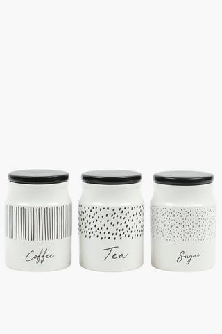 Set Of 3 Etched Dolomite Canisters