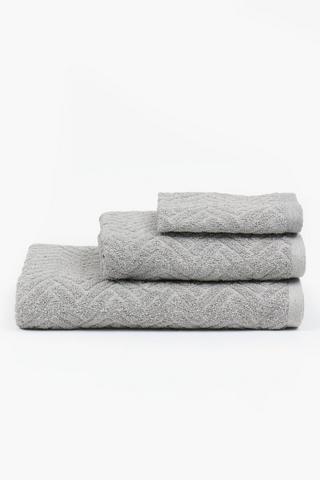 3 Piece Jacquard Chevron Cotton Towel Set