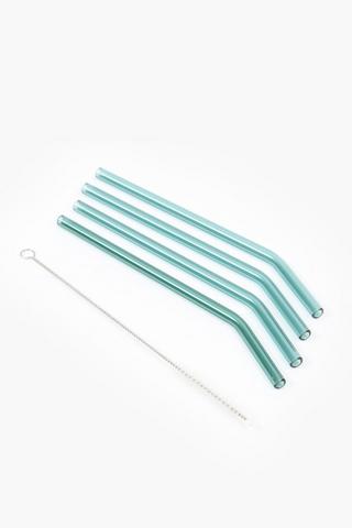 5 Pack Glass Straw Set