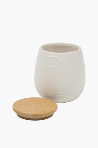 Face Canister With Wood Lid, Medium
