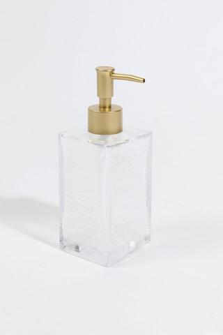 Horizontal Ribbed Glass Soap Dispenser