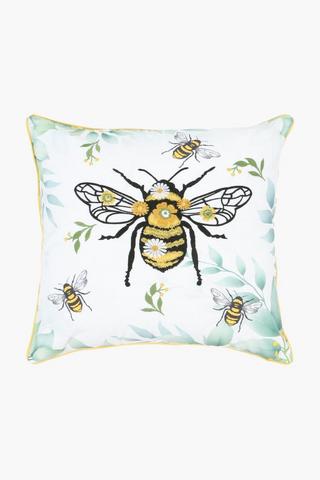 Embroidered Bee Scatter Cushion, 50x50cm