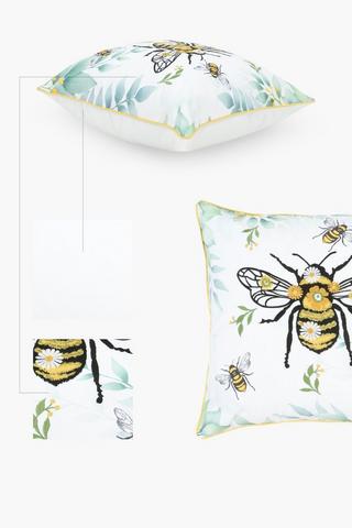 Embroidered Bee Scatter Cushion, 50x50cm