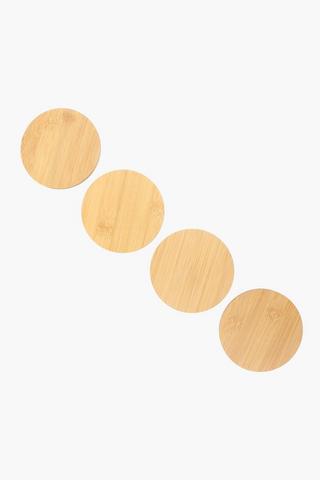 4 Pack Ceramic And Wood Coasters