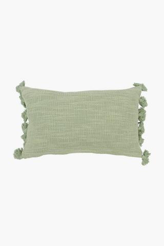 Cotton Slub Tassle Trim Scatter Cushion, 30x50cm