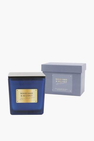 Luxe Sage And Sea Salt Glass Candle, 13x10cm
