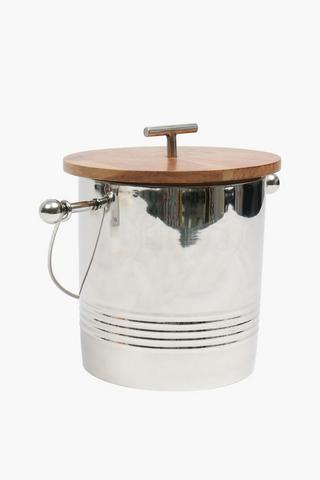 Stainless Steel And Wood Ice Bucket