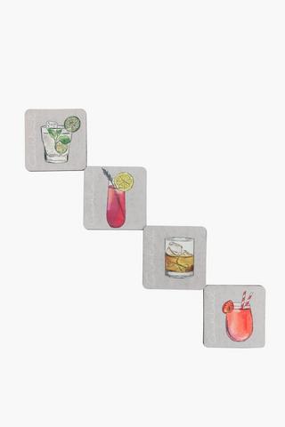 4 Pack Rubber Cocktail Coasters