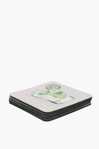 4 Pack Rubber Cocktail Coasters