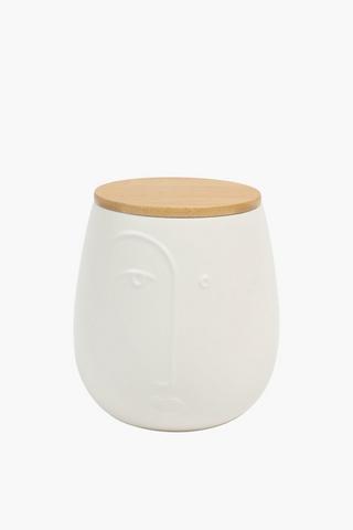 Face Canister With Wood Lid Large
