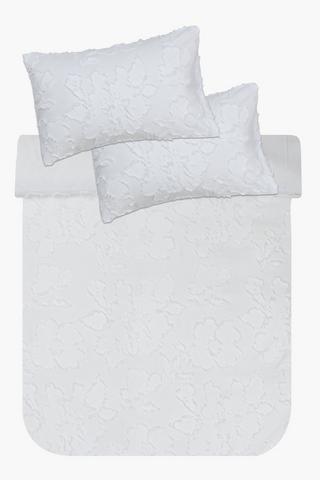 Jacquard Waffle Clipped Floral Duvet Cover Set