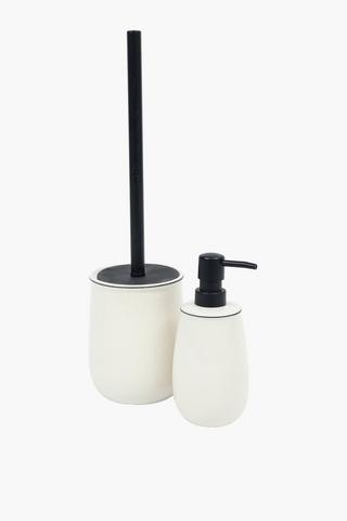 2 Tone Ceramic Toilet Brush Set