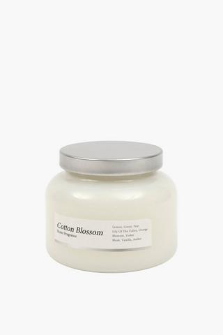 Cotton Blossom Glass Candle, 9x7cm