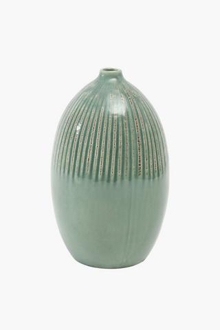 Glaze Ribbed Bulb Vase, 15x25cm