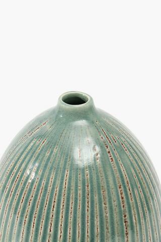Glaze Ribbed Bulb Vase, 15x25cm