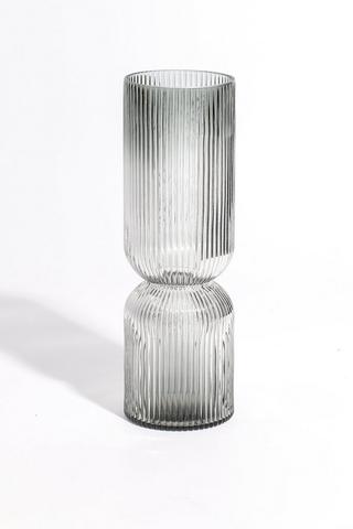 Flute Rib Glass Vase, 10x32cm