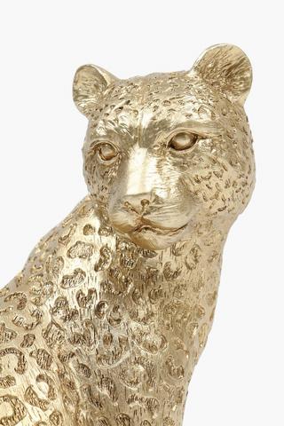 Golden Leopard Statue, 21x30cm
