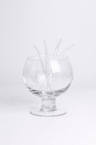 Glass Fish Bowl And Straw Set