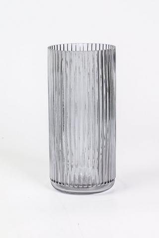 Frost Ribbed Glass Vase, 12x15cm