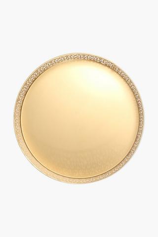 Ornate Punch Metal Tray, 35cm