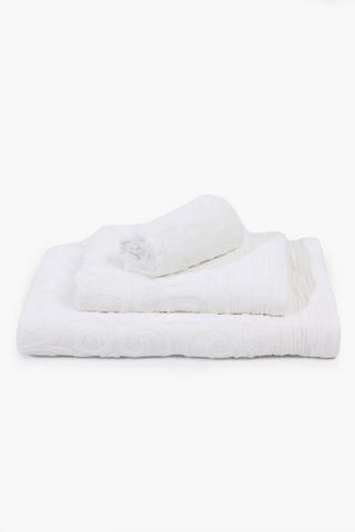 Premium Cotton 3 Piece Baroque Scroll Towel Set