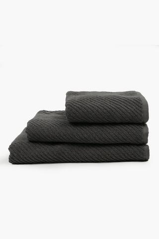 Diagonal Textured Cotton Hand Towel