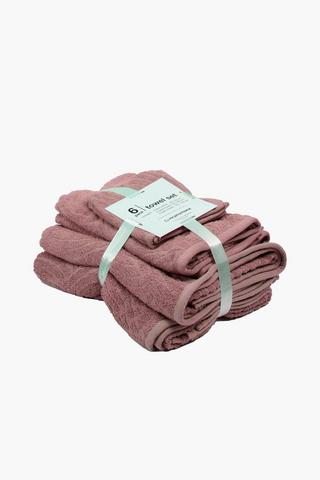 6 Pack Geometric Textured Cotton Towel Set