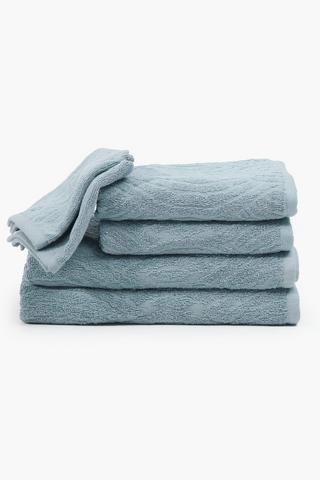 6 Pack Geometric Textured Cotton Towel Set