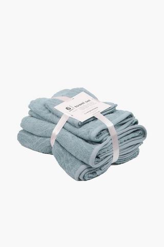 6 Pack Geometric Textured Cotton Towel Set