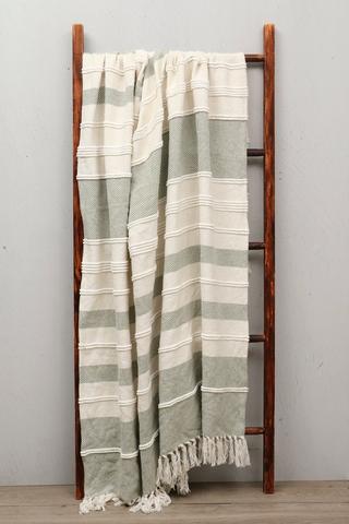 Woven Stripe Polycotton Throw, 140x180cm