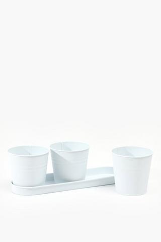 Triple Pot Tray Planter, 33x11cm