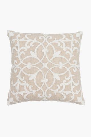 Extra Sham Linen Embroidered Scatter Cover Only, 60x60cm