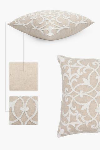 Extra Sham Linen Embroidered Scatter Cover Only, 60x60cm
