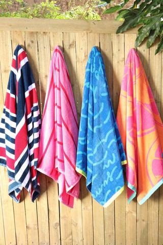 Cotton Jacquard Nautical Stripe Beach Towel, 85x160cm