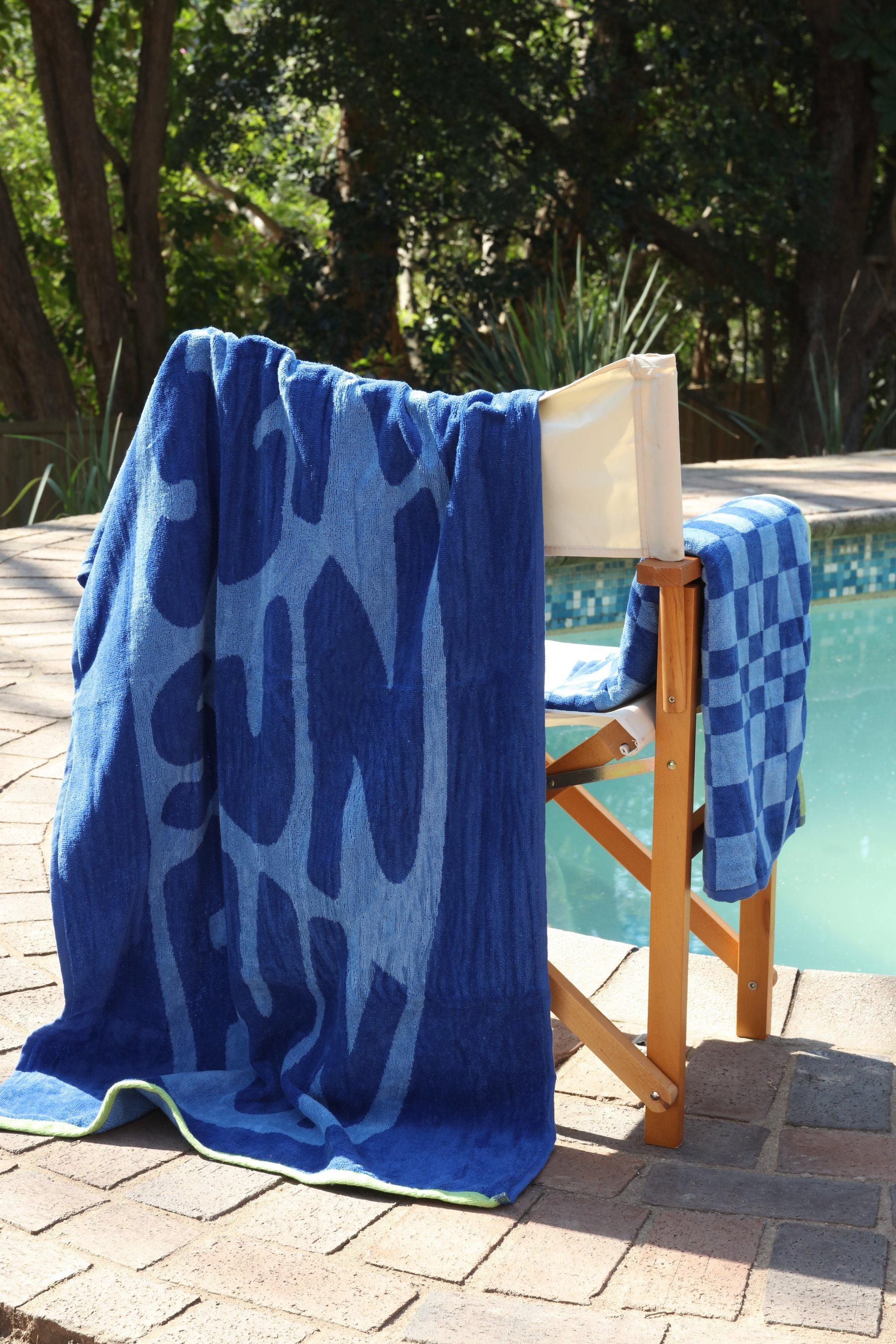 2 Pack Typo And Check Cotton Beach Towel, 70x130cm