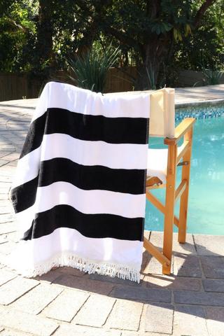 Fringe Coffee Bay Stripe Cotton Beach Towel, 85x160cm