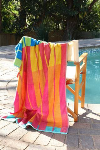 Cotton Jacquard Bright Stripe Beach Towel, 85x160cm