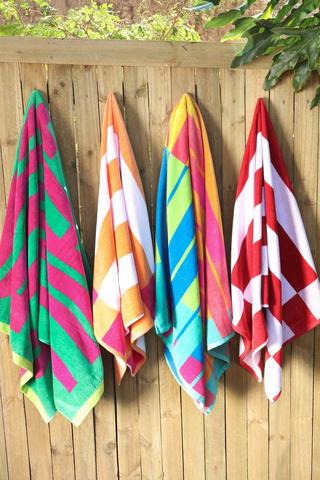 Cotton Jacquard Bright Stripe Beach Towel, 85x160cm