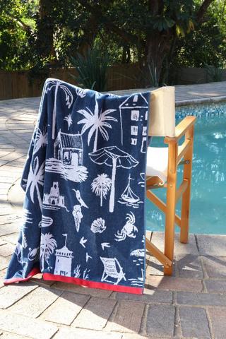 Cotton Jacquard Nautical Chillin Beach Towel, 85x160cm