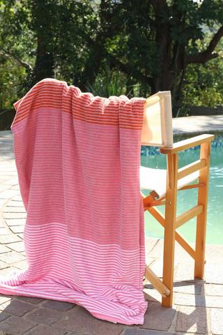 Cotton Beach Blanket Hot Stripe, 165x175cm